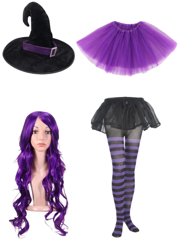 Purple Halloween Witch Costume Accessory Set made by Retro Stage
