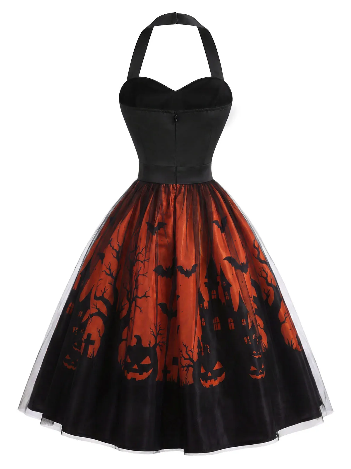 Black 1950s Halter Sweetheart Neck Tulle Halloween Dress sold by Retro Stage product image thumbnail 4
