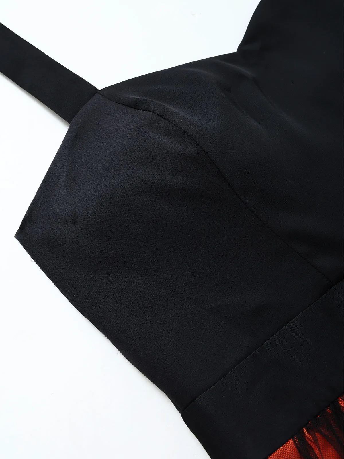 Black 1950s Halter Sweetheart Neck Tulle Halloween Dress sold by Retro Stage product image thumbnail 5