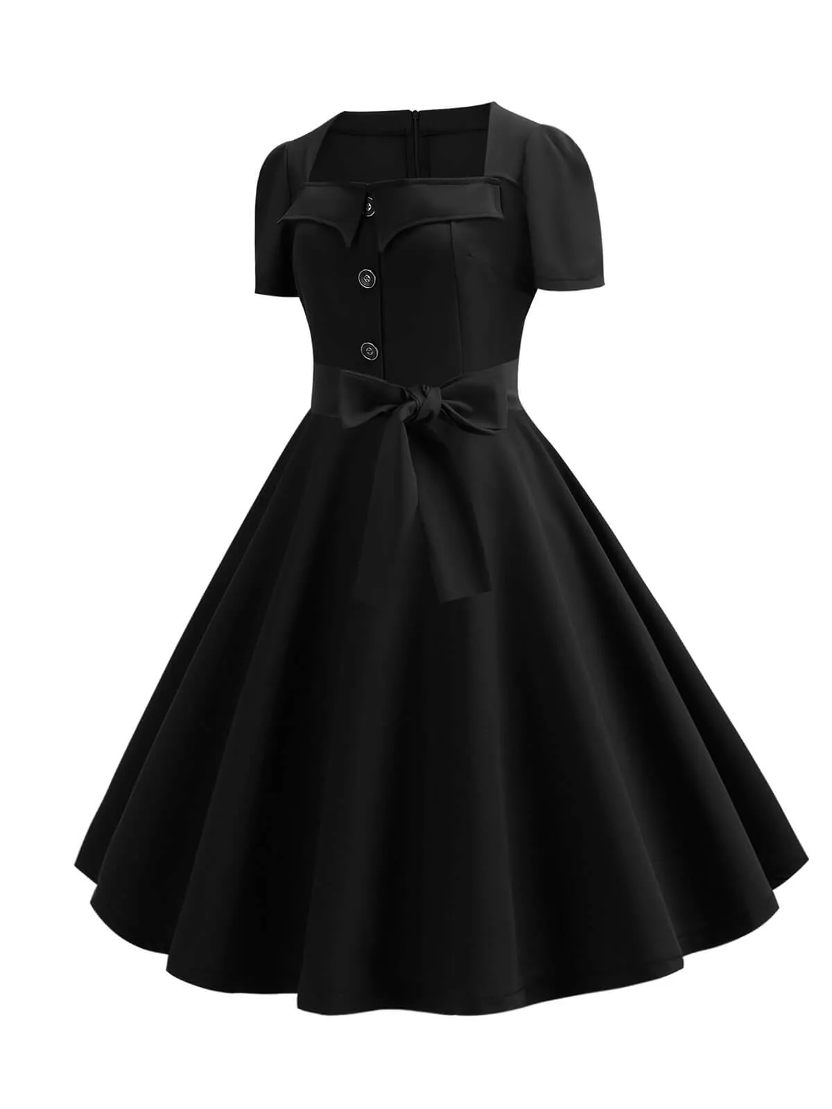 1950s Square Neck Short Sleeves Dress sold by Retro Stage product image thumbnail 3