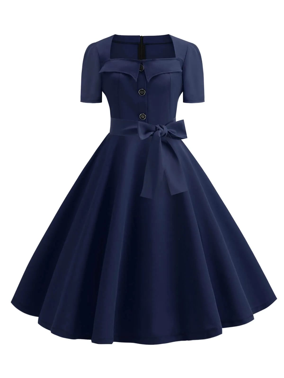 1950s Square Neck Short Sleeves Dress sold by Retro Stage product image thumbnail 5