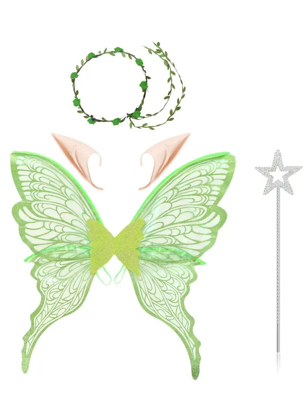 Green Halloween Magical Fairy Wings Costume Set made by Retro Stage