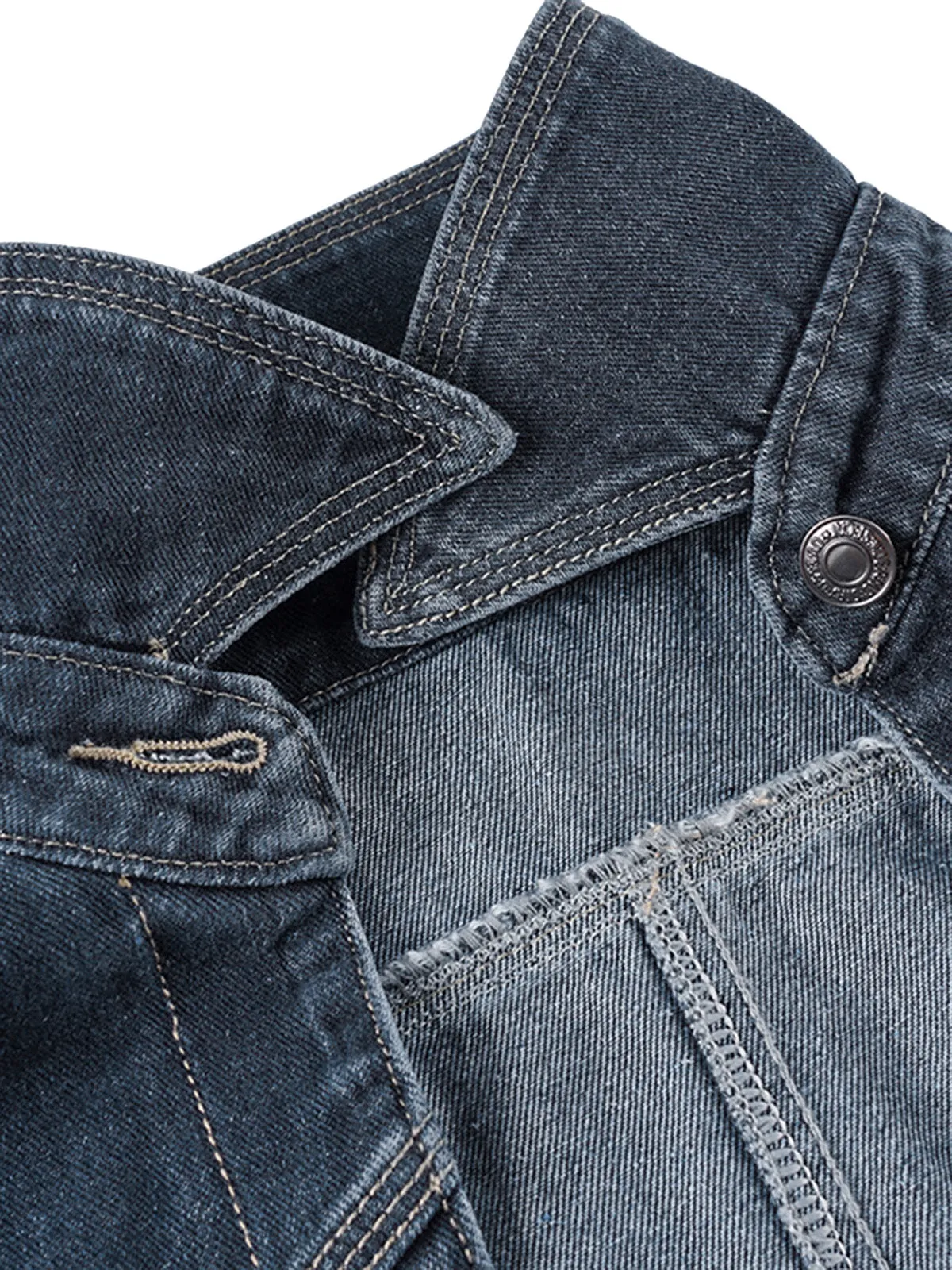 Deep Blue 1950s Lapel Denim Cropped Jacket sold by Retro Stage product image thumbnail 5