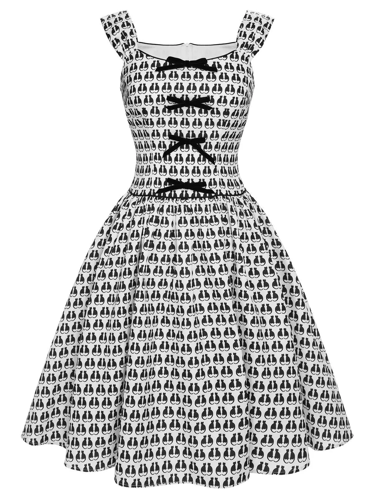 1950s Halloween Cat Print Velvet Bow Dress sold by Retro Stage product image thumbnail 2