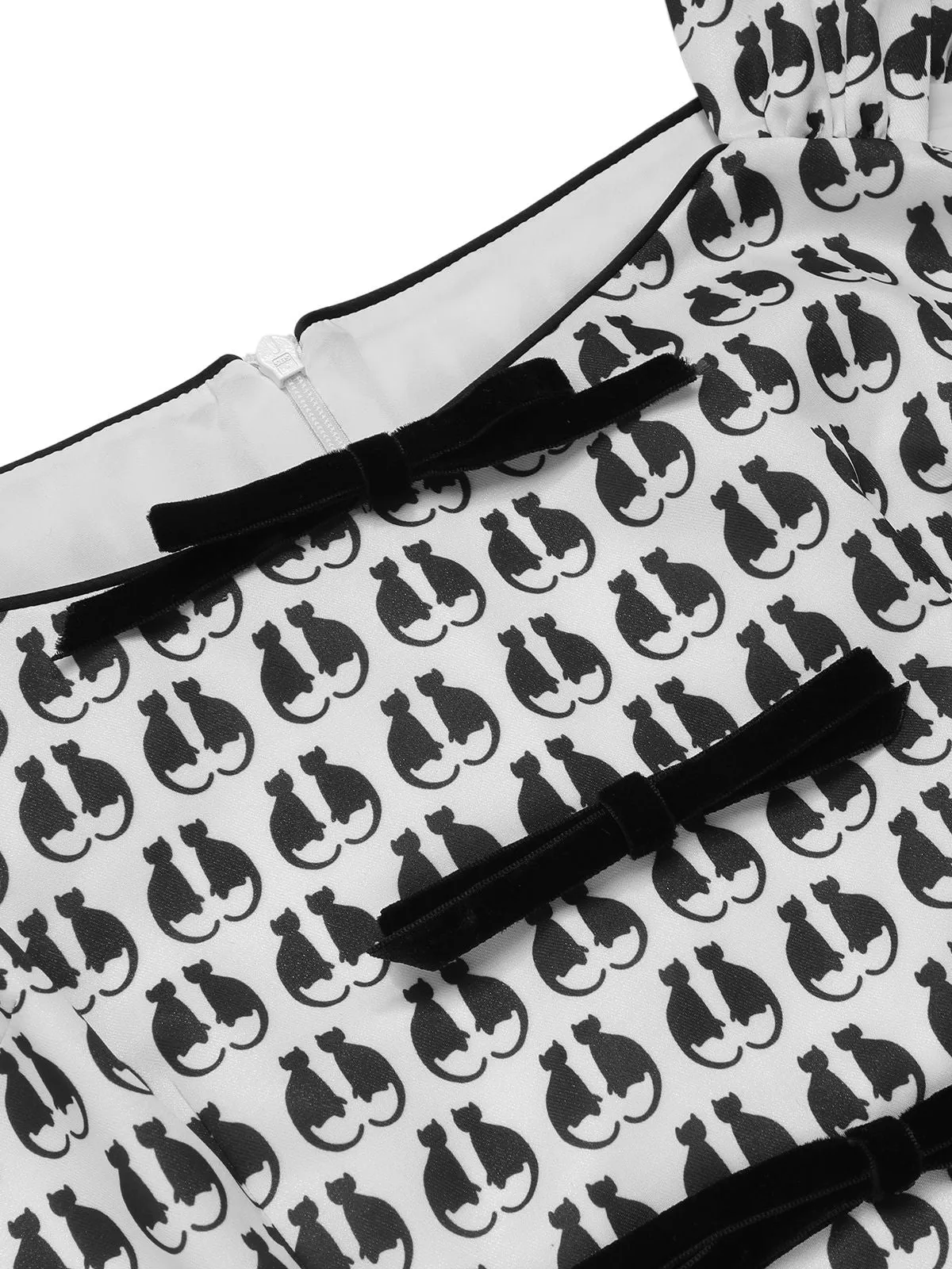 1950s Halloween Cat Print Velvet Bow Dress sold by Retro Stage product image thumbnail 5