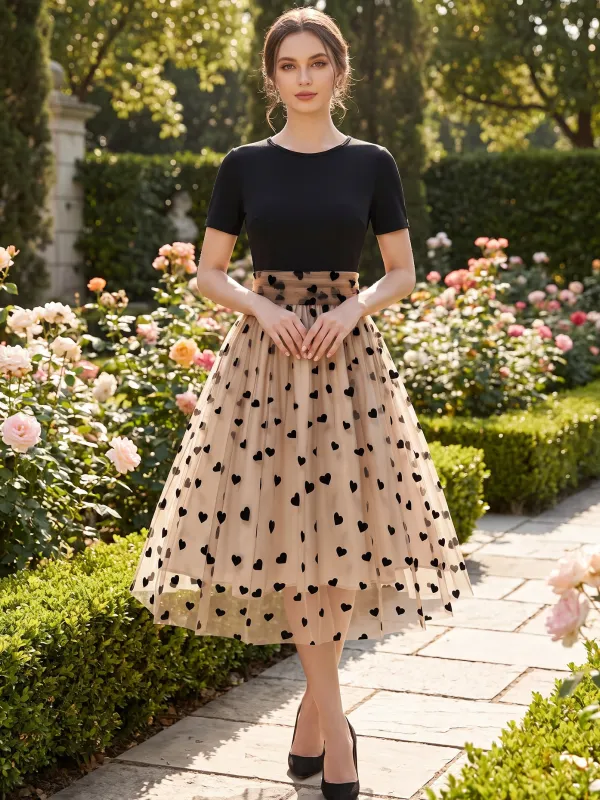 Black 1950s Heart Dot Swing Vintage Dress made by Retro Stage