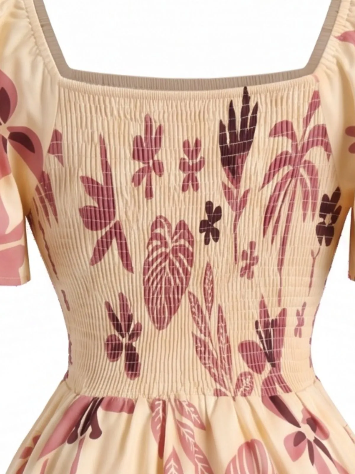 1970s Square Neck Floral Boho Flutter Sleeve Dress sold by Retro Stage product image thumbnail 4