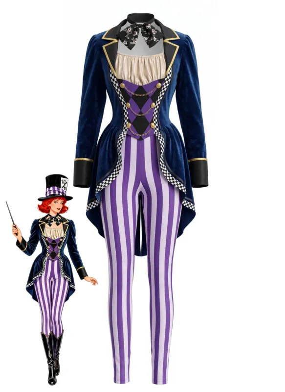 Bronze Violet 1980s Stripe Halloween Fake-2PCS Jumpsuit made by Retro Stage