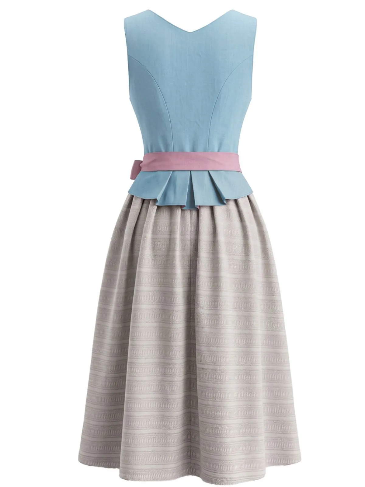 3PCS Blue 1950s Square Neck Sleeveless Dress & Pink Apron & Top sold by Retro Stage product image thumbnail 4
