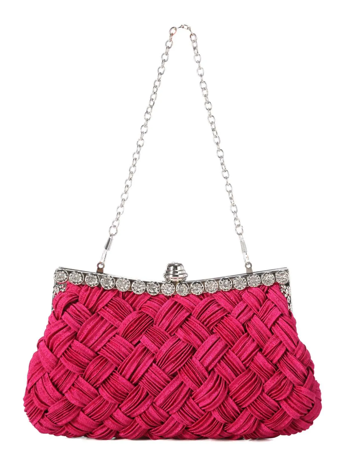 Satin Woven Diamond Evening Bag sold by Retro Stage product image thumbnail 2