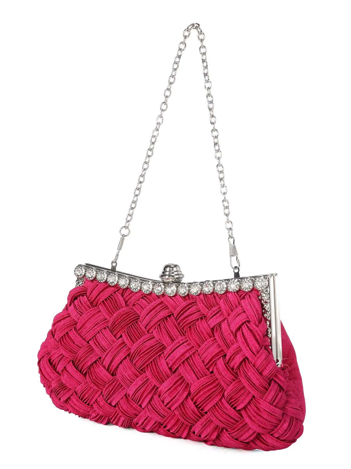 Satin Woven Diamond Evening Bag sold by Retro Stage product image thumbnail 3