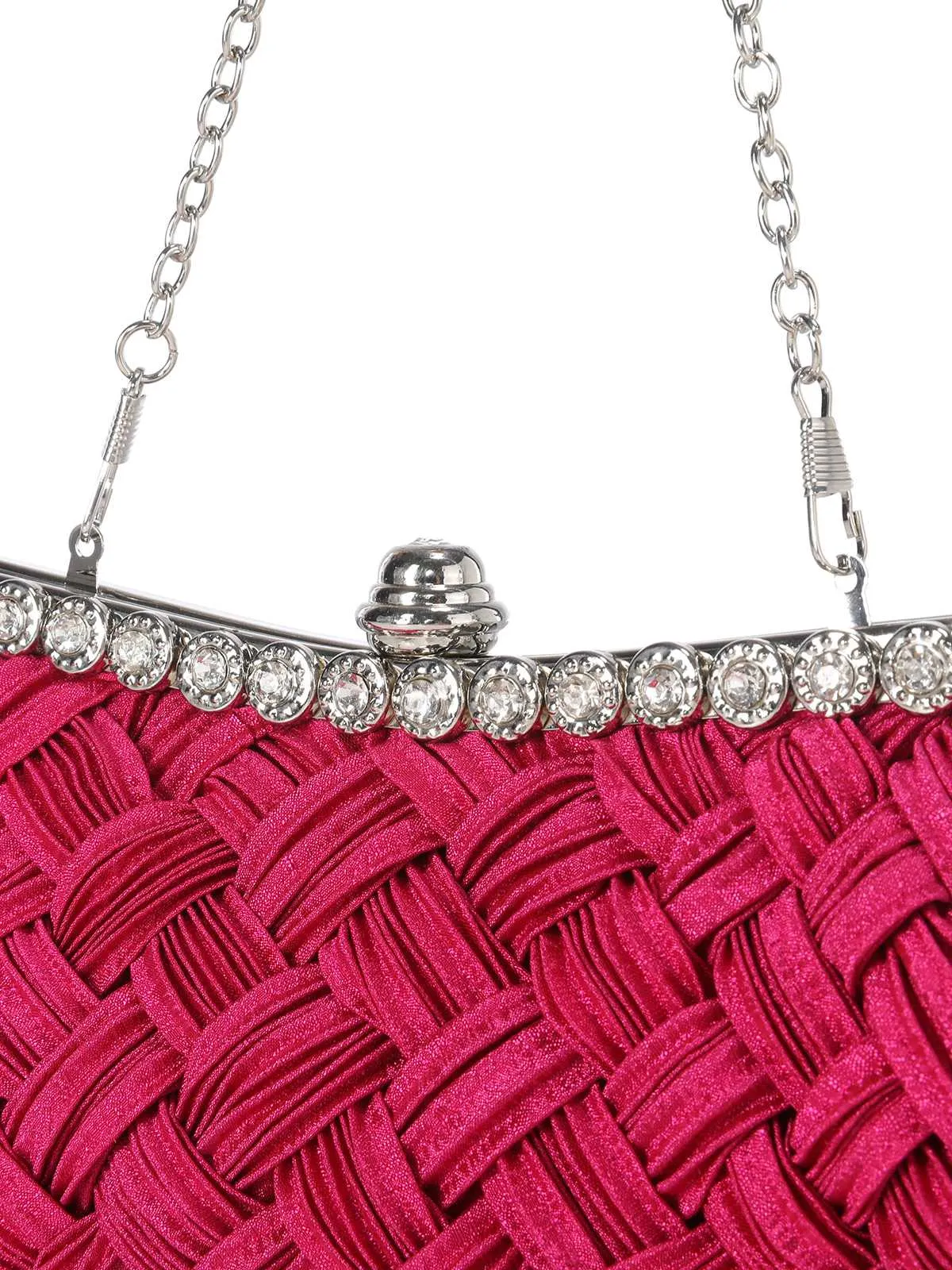 Satin Woven Diamond Evening Bag sold by Retro Stage product image thumbnail 4