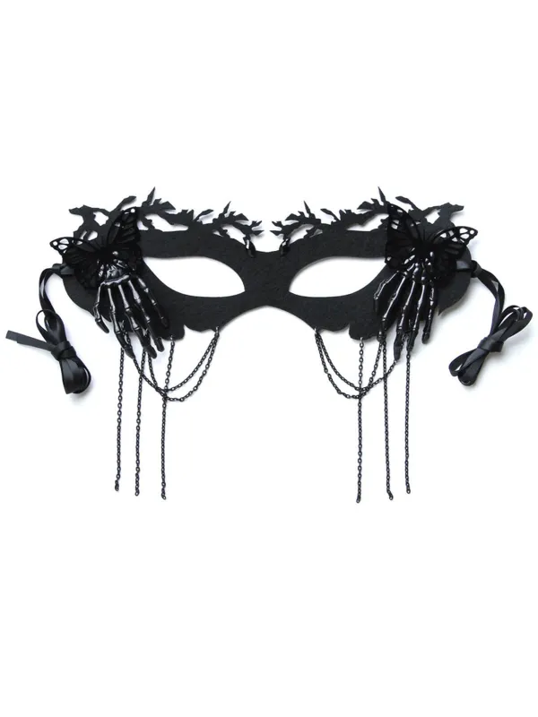 Black Halloween Butterfly Skeleton Party Mask made by Retro Stage