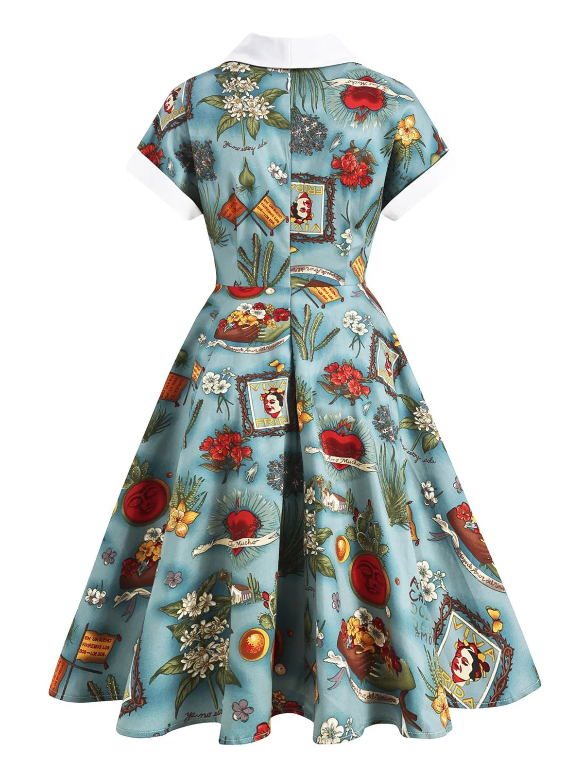 Blue 1950s Button Comics Swing Dress sold by Retro Stage product image thumbnail 2