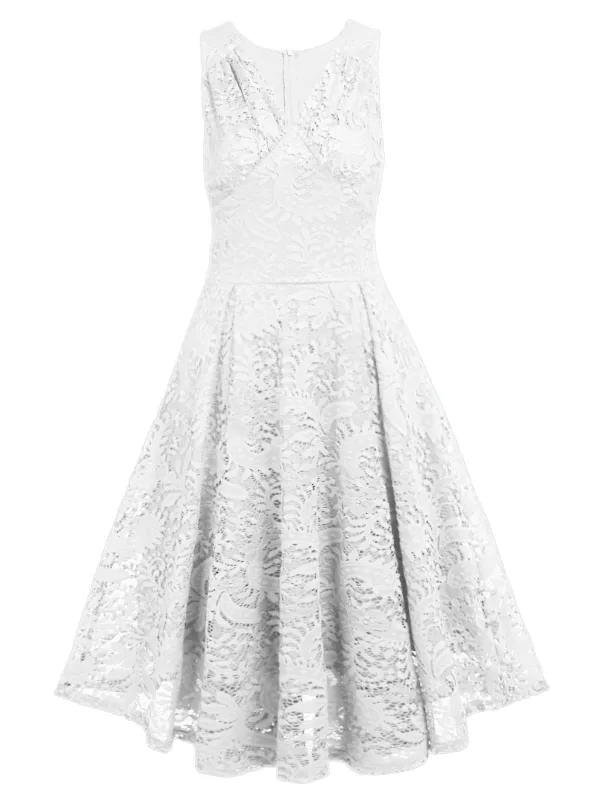 1950s Floral Lace Solid Swing Dress made by Retro Stage