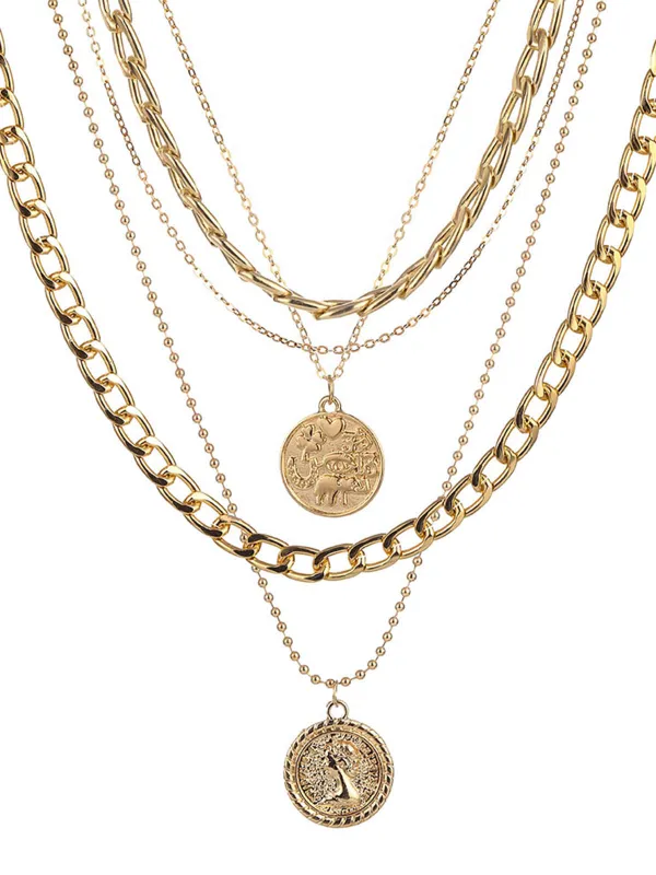 Vintage Coin Chains Layered Necklaces made by Retro Stage