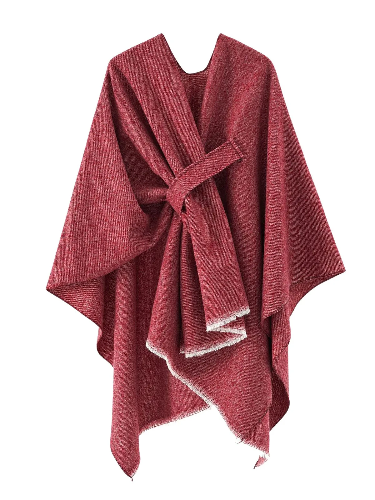 1970s Raw Edge Solid Belted Poncho sold by Retro Stage product image thumbnail 5