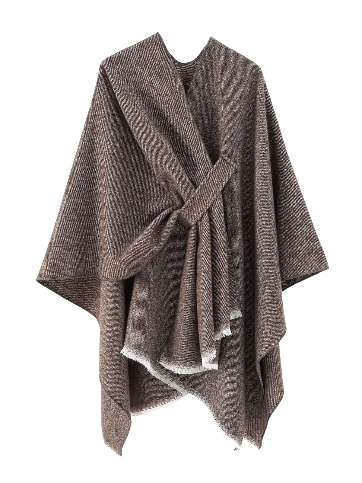 1970s Raw Edge Solid Belted Poncho sold by Retro Stage
