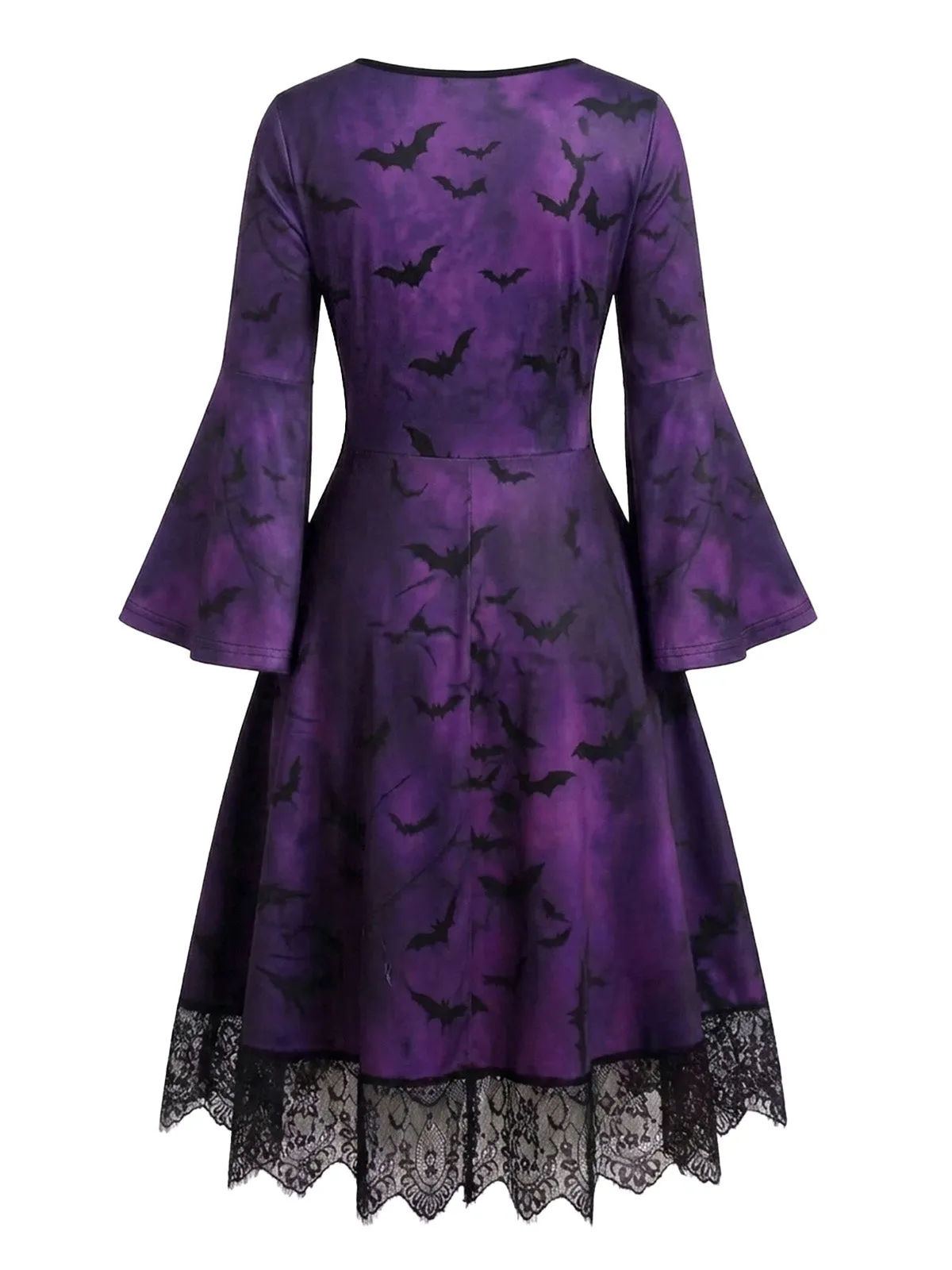 1950s Gothic Halloween Skeleton Bell Long Sleeve Lace Dress sold by Retro Stage product image thumbnail 3