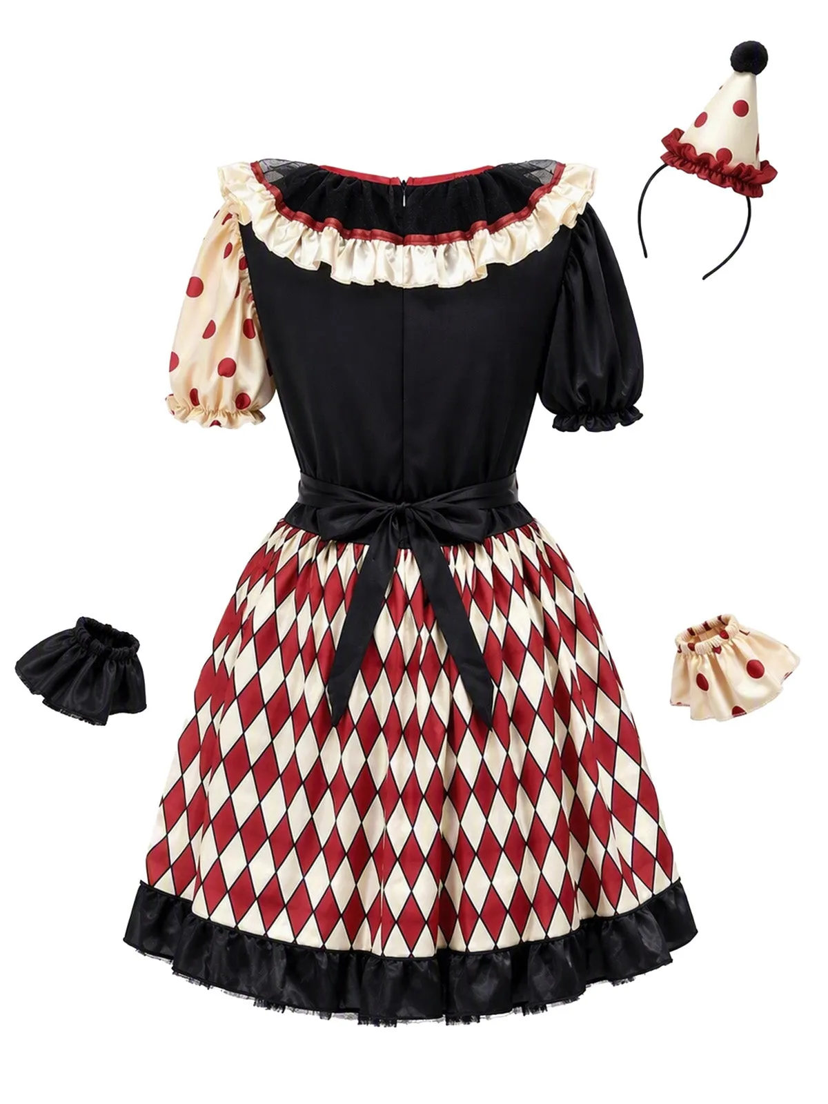 1950s Polka‑Dot Puff Sleeve Clown Halloween Cosplay Dress sold by Retro Stage product image thumbnail 3