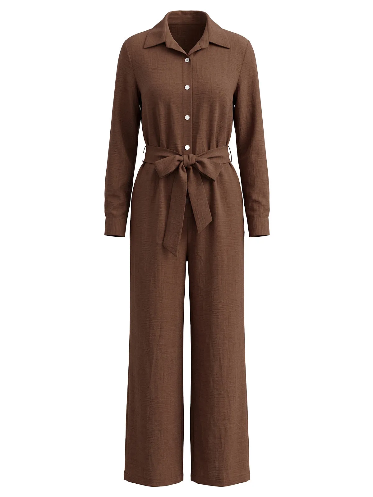 1930s Collared Button‑Front Long Sleeve Wide Leg Jumpsuit sold by Retro Stage product image thumbnail 4
