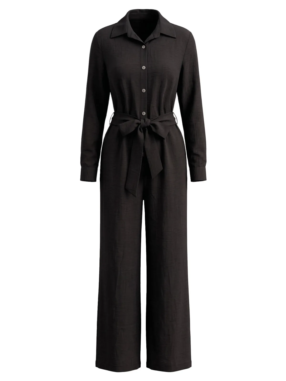 1930s Collared Button‑Front Long Sleeve Wide Leg Jumpsuit sold by Retro Stage product image thumbnail 2