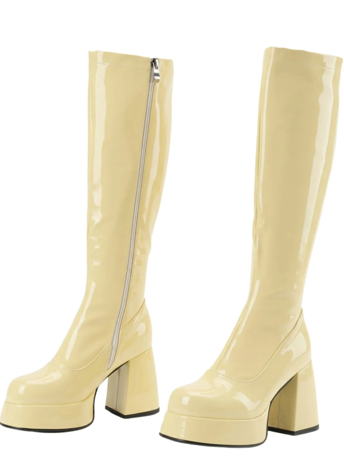 PU Leather Platform Round Toe Chunky Heel Boots sold by Retro Stage product image thumbnail 4