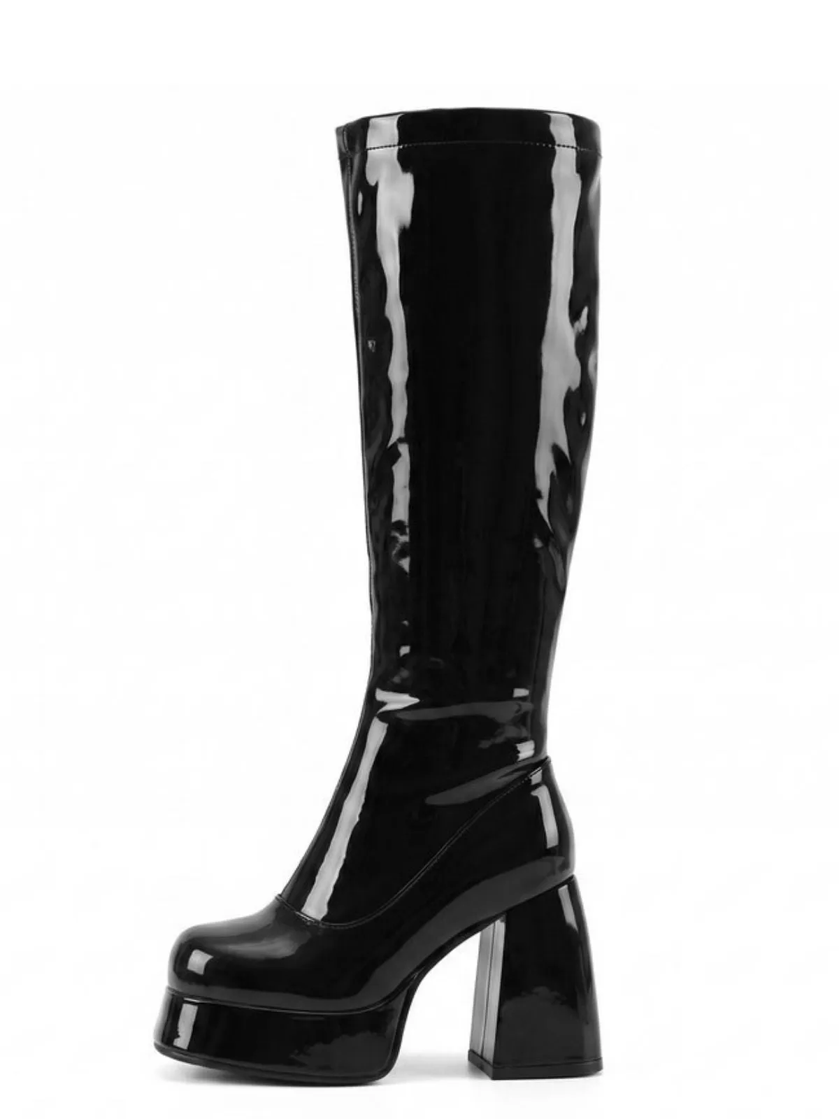 PU Leather Platform Round Toe Chunky Heel Boots sold by Retro Stage product image thumbnail 5