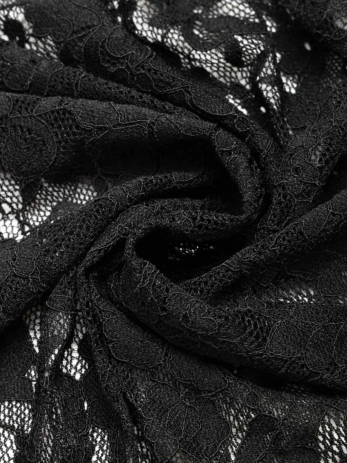 Black 1950s Floral Lace Bodysuit Nightgown sold by Retro Stage product image thumbnail 5