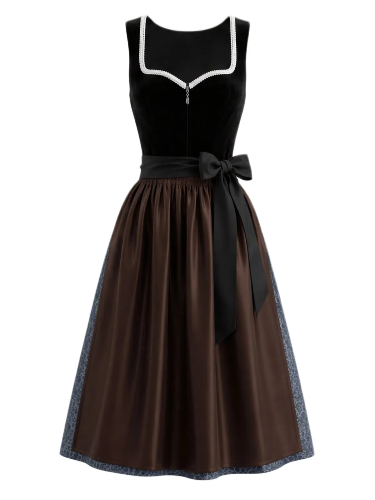 3PCS 1950s Polka Dot Mesh Crop Top & Contrast Trim Dress With Apron sold by Retro Stage product image thumbnail 3