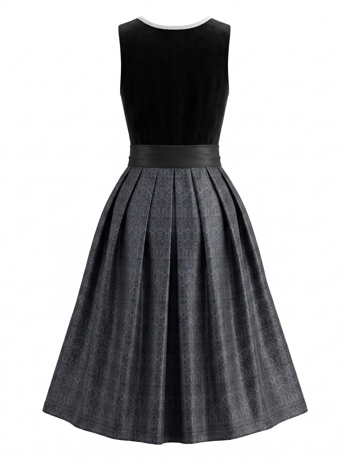 3PCS 1950s Polka Dot Mesh Crop Top & Contrast Trim Dress With Apron sold by Retro Stage product image thumbnail 4