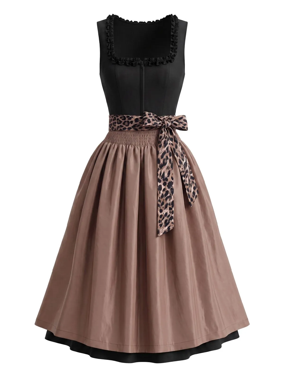 3PCS 1950s Polka Dot Crop Top & Dress With Leopard Apron sold by Retro Stage product image thumbnail 5