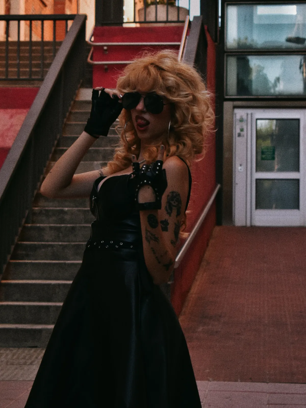 Black 1950s Faux Leather Waist Sleeveless Dress sold by Retro Stage product image thumbnail 2
