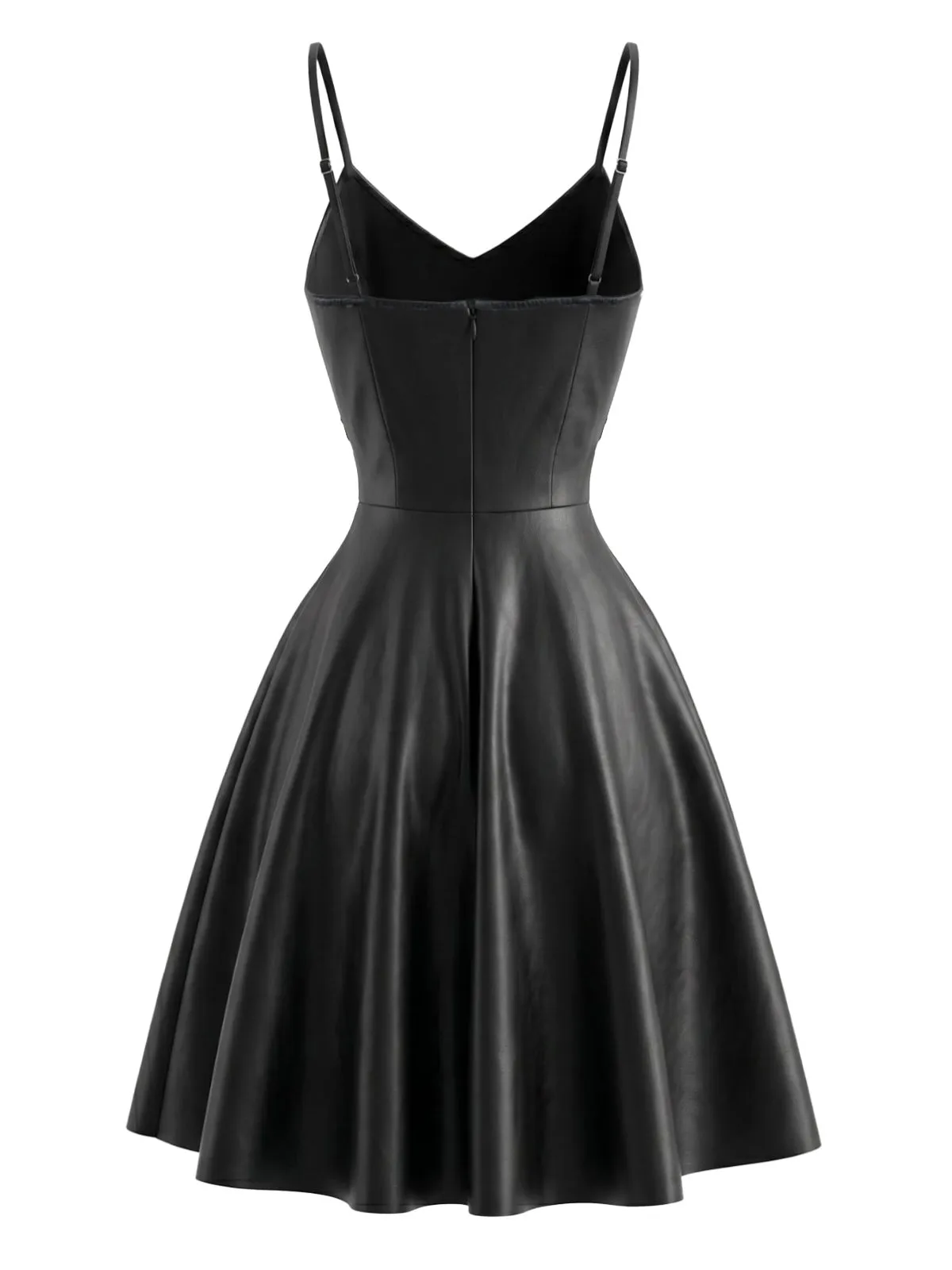 Black 1950s Faux Leather Waist Sleeveless Dress sold by Retro Stage product image thumbnail 5