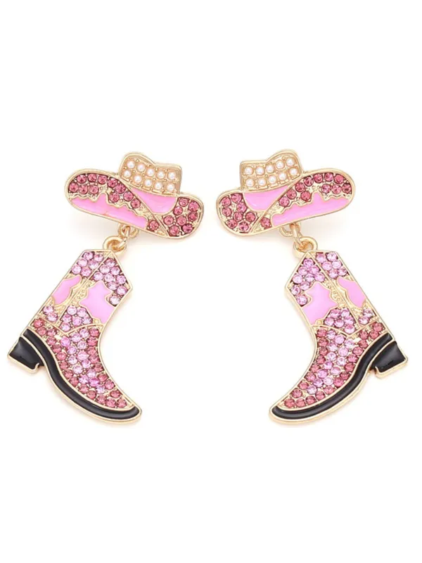 Alloy Rhinestoned Wild West Earrings made by Retro Stage