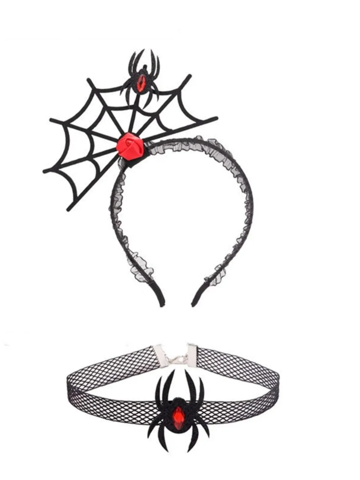 Goth Halloween Spider Web Headband & Mesh Choker Set sold by Retro Stage product image thumbnail 2