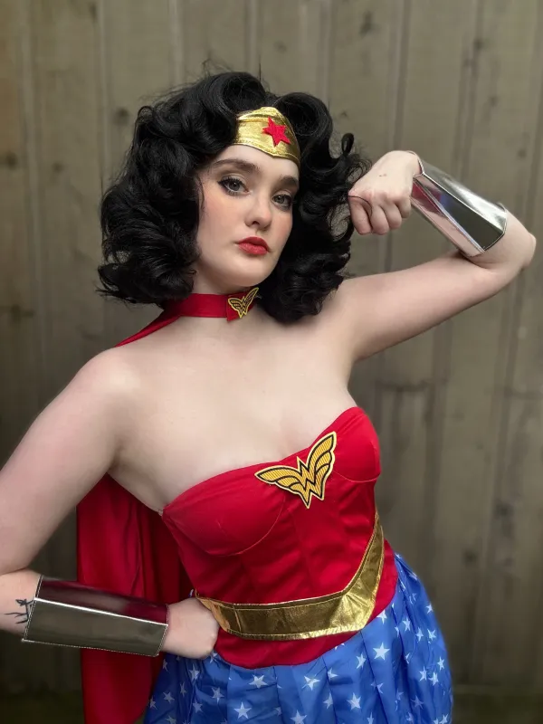 Multicolor 1980s Wonder Woman Complete Halloween Cosplay Costume made by Retro Stage