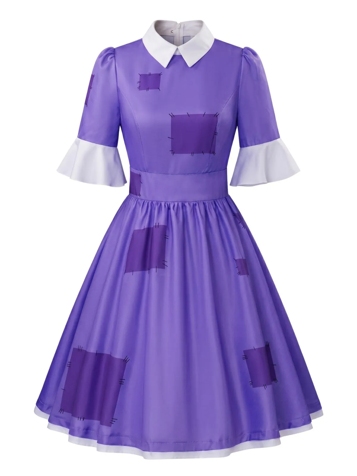 Purple 1950s Patchwork Peter Pan Collar Halloween Dress sold by Retro Stage product image thumbnail 2