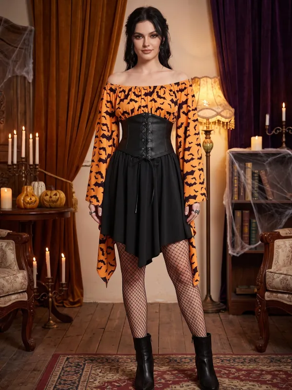 Halloween Gothic Bat Empire Waist Dress made by Retro Stage