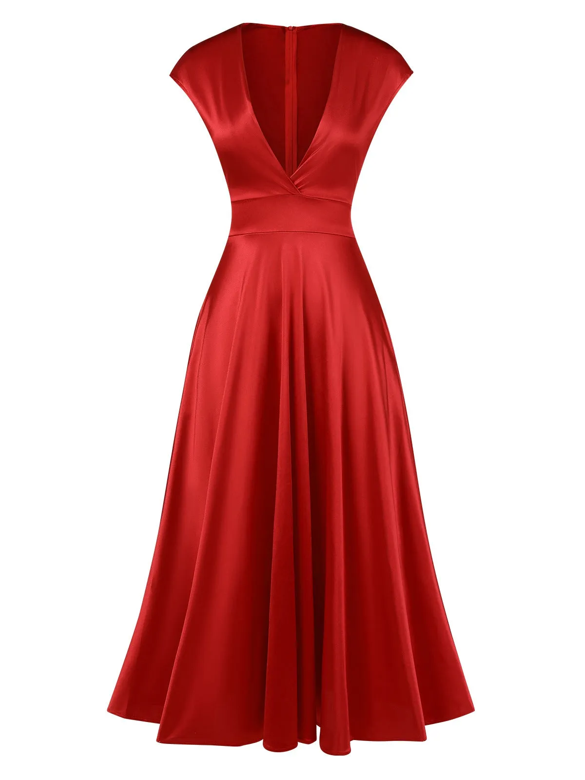 1930s Solid Deep V-Neck Satin Dress sold by Retro Stage product image thumbnail 4