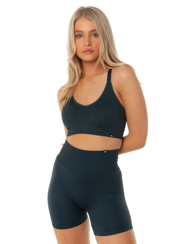 Ribbed Seamless Strappy Bra - Navy sold by Elite Eleven