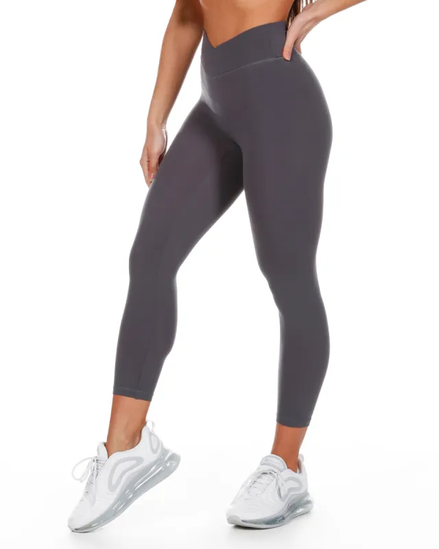 7/8 Cross Over Leggings - Charcoal sold by Elite Eleven