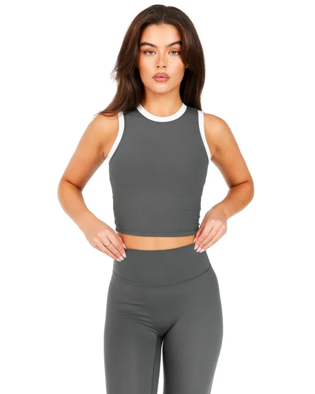 Aura Ringer Tank - Cloud Grey / White sold by Elite Eleven