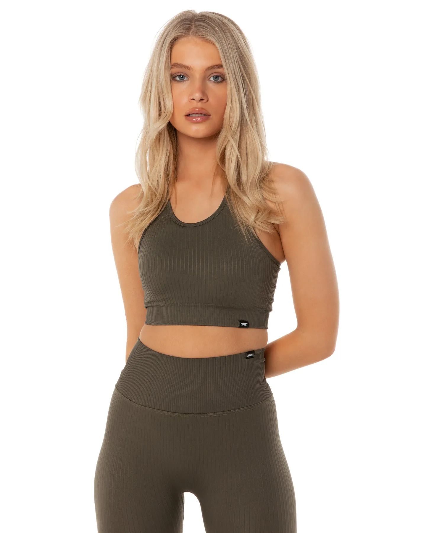 Ribbed Seamless Support Bra - Olive sold by Elite Eleven product image thumbnail 3