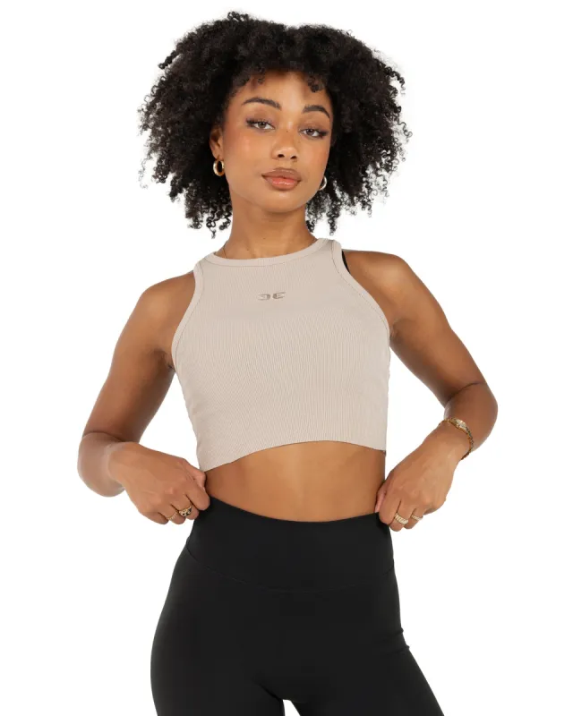 Cropped Ribbed Singlet - Beige sold by Elite Eleven