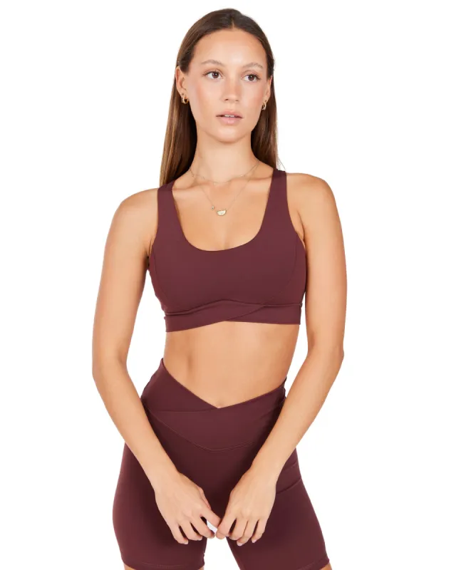 Cross Over Sports Bra - Decadent Chocolate sold by Elite Eleven