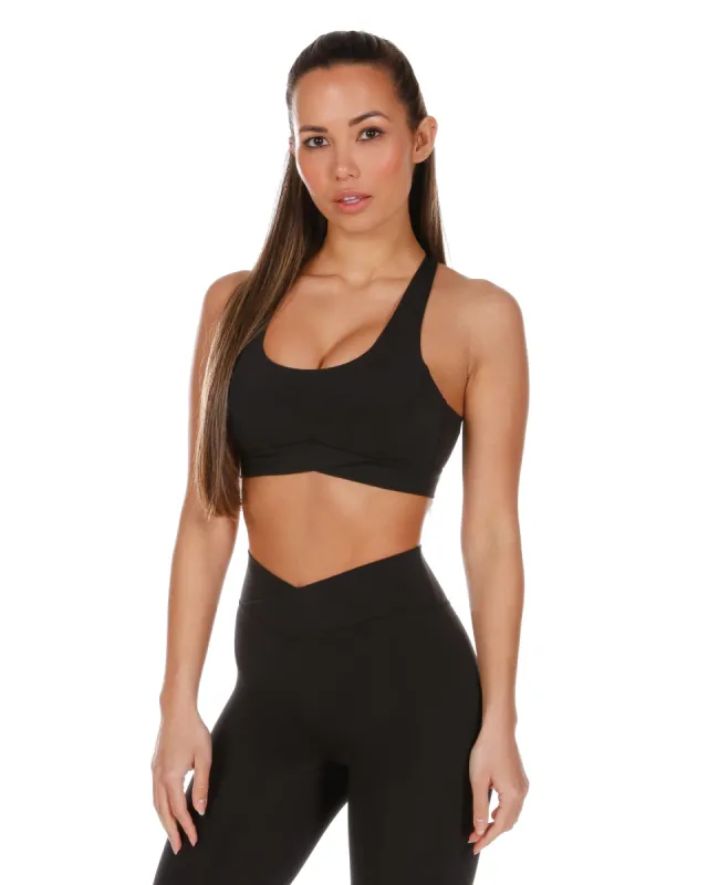 Cross Over Sports Bra - Black sold by Elite Eleven