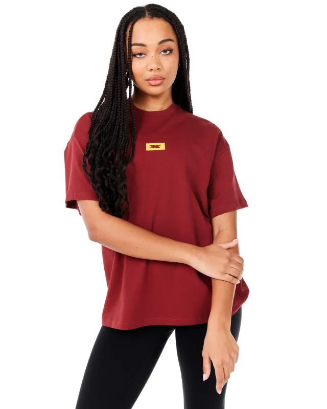 Women's Block Oversized Tee - Maroon sold by Elite Eleven