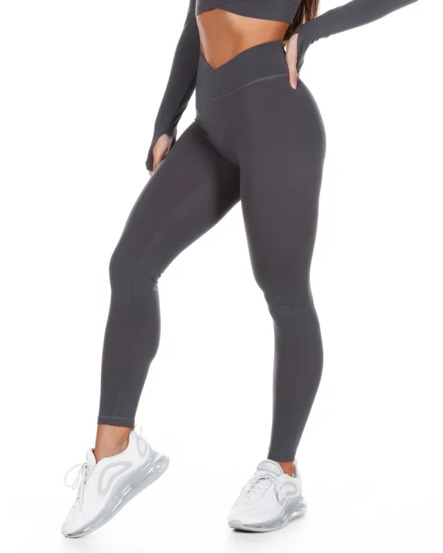 Cross Over Leggings - Charcoal sold by Elite Eleven
