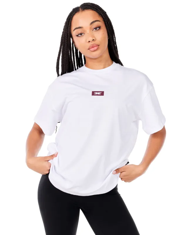 Women's Block Oversized Tee - White sold by Elite Eleven
